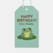 Étiquette de cadeau d'anniversaire Cute Green Frog