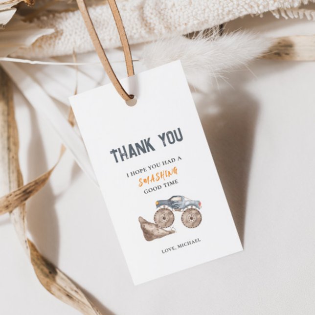 Étiquette de cadeau d'anniversaire pour camions bl (Créateur téléchargé)