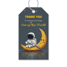 Étiquette de cadeau d'anniversaire spatial Hors de