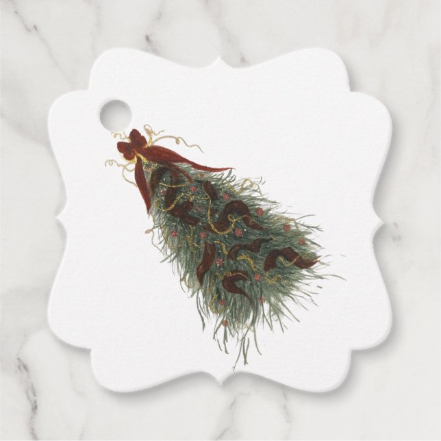 Étiquette de cadeau d'arbre de Noël élégante (Devant)