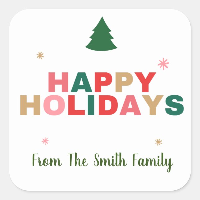 Étiquette de cadeau d'arbre de Noël Joyeuses Fêtes (Devant)