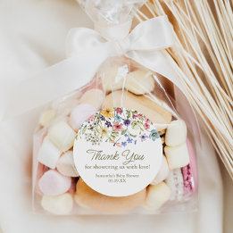 Étiquette de cadeau de baby shower Fleur sauvage b