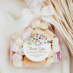 Étiquette de cadeau de baby shower Fleur sauvage b