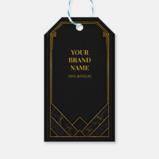 Étiquette de cadeau de bijoux en or noir de luxe