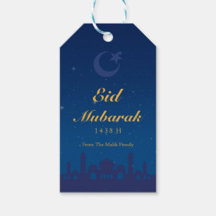 Étiquette de cadeau de célébration d'Eid avec moti
