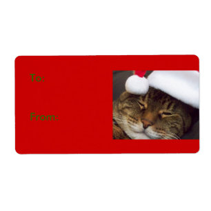Étiquette de cadeau de chat de Noël