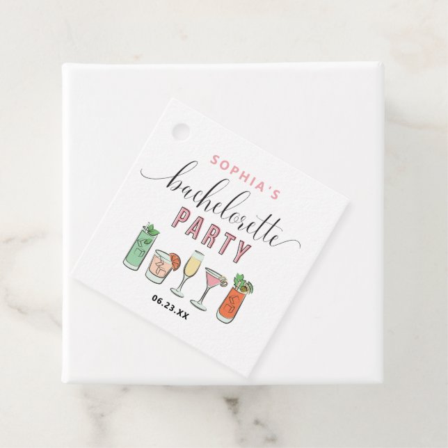 Étiquette de cadeau de fête de fiançailles Cocktai (En situation)