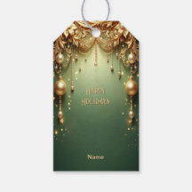 Étiquette de Cadeau de Fête de Noël Verte Festive