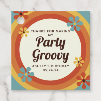 Étiquette de cadeau de fête Hippie 60s Groovy