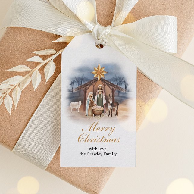 Étiquette de cadeau de la Nativité de Noël (Christmas Nativity Gift Tag)