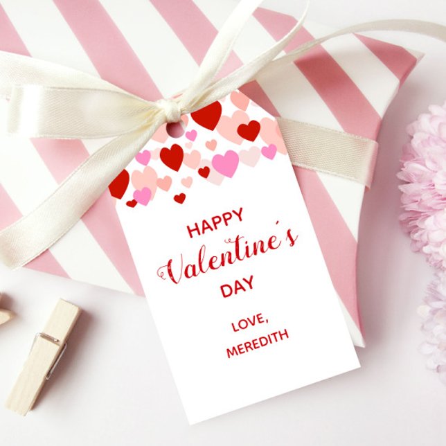 Étiquette de cadeau de la Saint-Valentin, cœurs ro (Créateur téléchargé)
