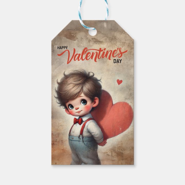 Étiquette de cadeau de la Saint-Valentin - Garçon  (Devant)