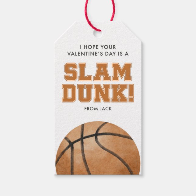 Étiquette de cadeau de la Saint-Valentin Slam Dunk (Devant)