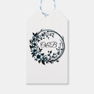 Étiquette de cadeau de mariage à monogramme floral