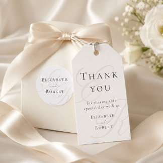 Étiquette de Cadeau de Mariage à Monogramme Minima