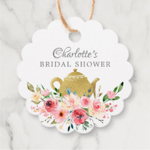 Étiquette de cadeau de mariage élégant Tea Bridal 