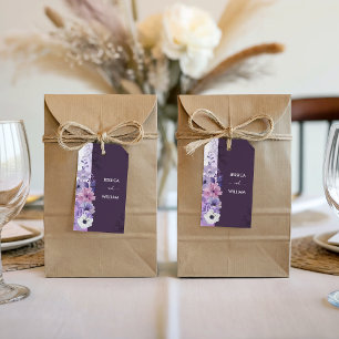 Étiquette de Cadeau de Mariage Fleurie Violette