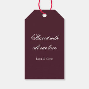 Étiquette de Cadeau de Mariage Florale Bourgogne M