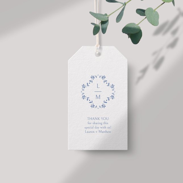 Étiquette de cadeau de mariage Merci avec monogram (Créateur téléchargé)