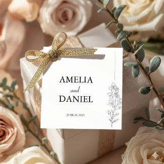 Étiquette de cadeau de mariage minimaliste Larkspu