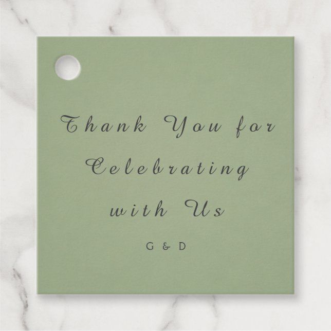 Étiquette de cadeau de mariage vert modèle (Devant)