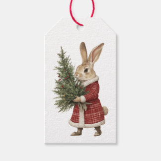 ÉTIQUETTE DE CADEAU DE NOËL ARBRE DE NOËL ET LAPIN
