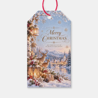 Étiquette de cadeau de Noël bleu glacé scandinave