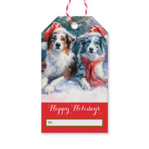 Étiquette de cadeau de Noël Border Collie