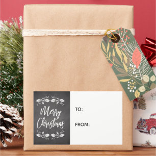 Étiquette de cadeau de Noël Chalkboard Holly
