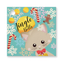 Étiquette de cadeau de Noël Chats mignons et floco