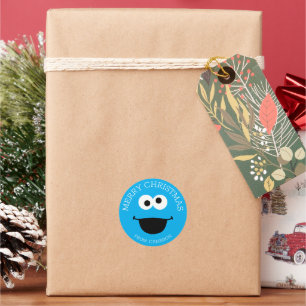 Étiquette de cadeau de Noël de Grover   Rue Sésame