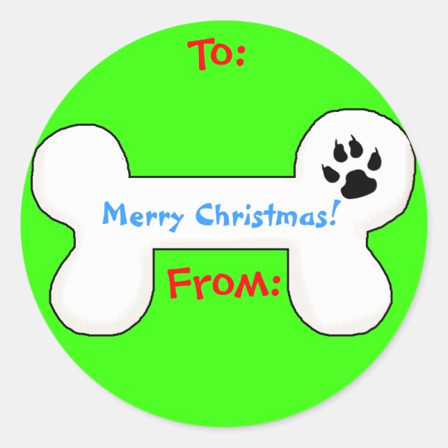 Étiquette de cadeau de Noël d'os de chien (Devant)