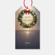 Étiquette de cadeau de Noël festive Couronne