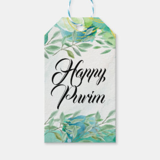 Étiquette de cadeau de Pourim joyeuse aquarelle ve