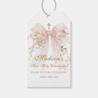 Étiquette de cadeau de première communion avec nœu