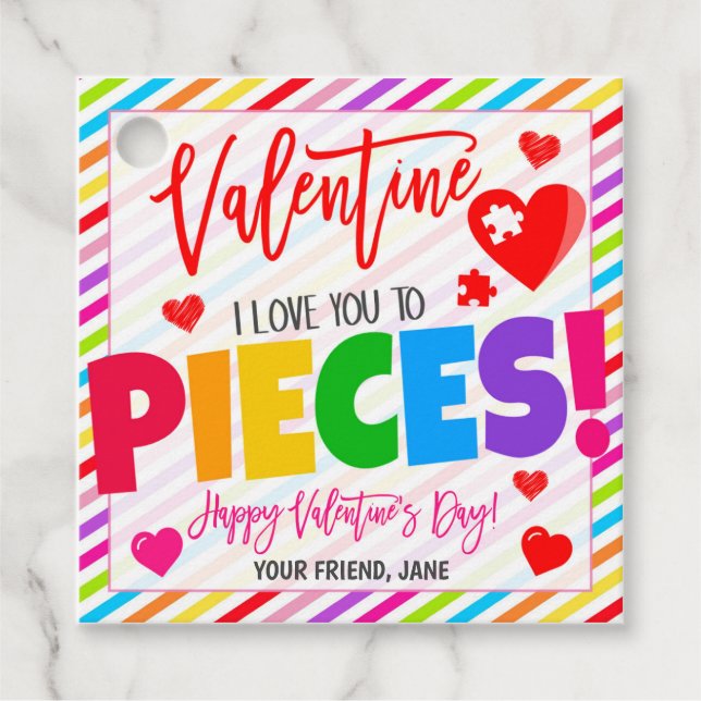 Étiquette de cadeau de puzzle de la Saint-Valentin (Devant)