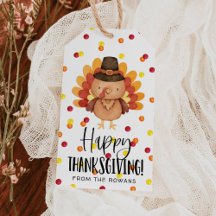 Étiquette de cadeau de Thanksgiving joyeux Dinde