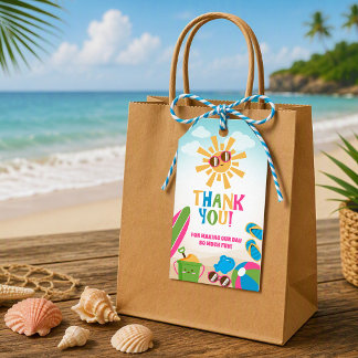 Étiquette de cadeau de thème de plage coloré pour
