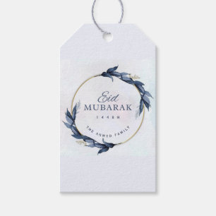 Étiquette de cadeau Eid Mubarak à motif floral ble