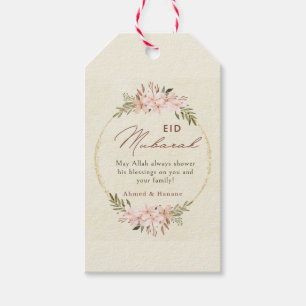 Étiquette de Cadeau Eid Mubarak Florale aux Joues 