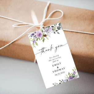 Étiquette de Cadeau Fleurie Violette Élégante