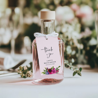 Étiquette de cadeau florale aquarelle rose tendre