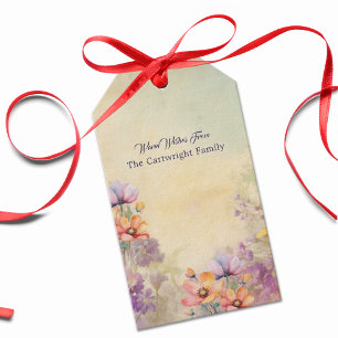 Étiquette de cadeau florale   Art aquarelle élégan