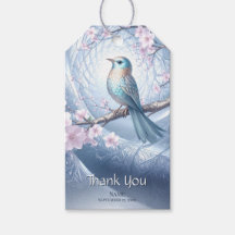 Étiquette de cadeau florale Oiseau Bleu