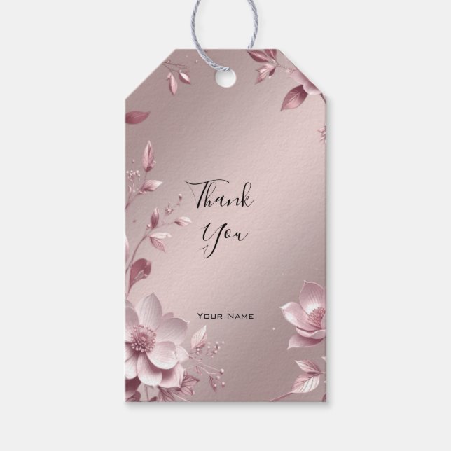 Étiquette de cadeau florale rose délicate (Devant)