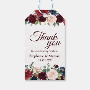 Étiquette de cadeau florale rustique boho rouge Bo