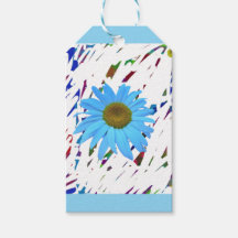 Étiquette de cadeau graphique abstraite Blue Daisy