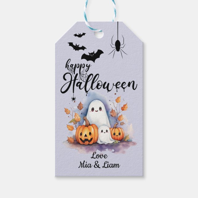 Étiquette de cadeau Halloween personnalisable mign (Devant)