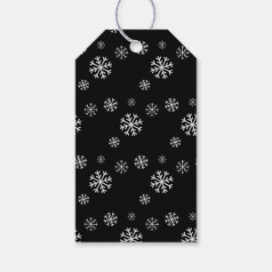 Étiquette de cadeau noir Chute de neige
