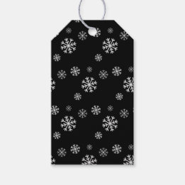 Étiquette de cadeau noire de chute de neige
